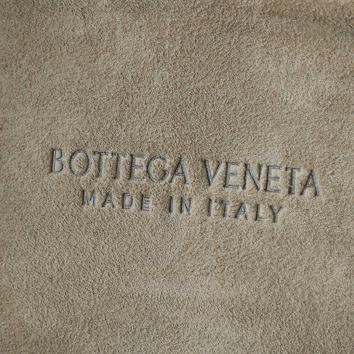 BOTTEGA VENETA 25S SMALL JODIE 36 IN MUTED TAUPE SUEDE GOLD HARDWARE