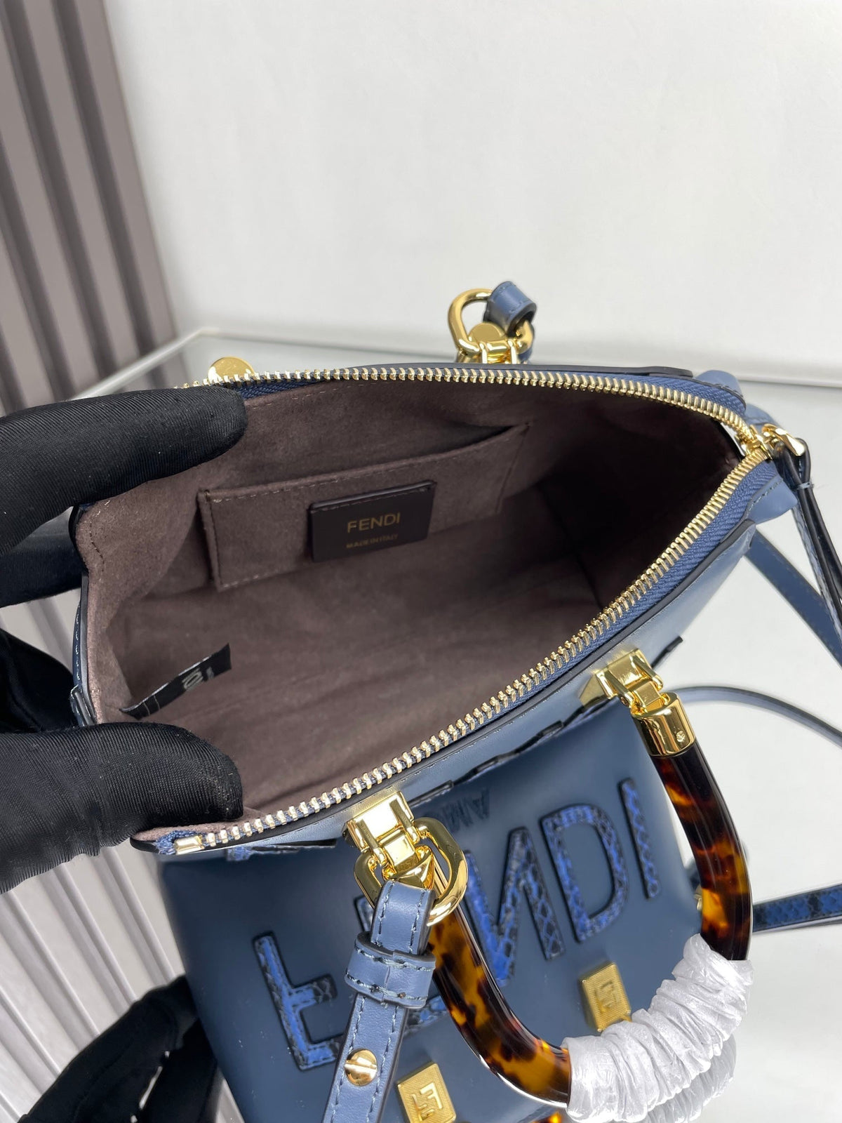 BY THE WAY MINI 18 IN AEGEAN BLUE LAMBSKIN GOLD HARDWARE