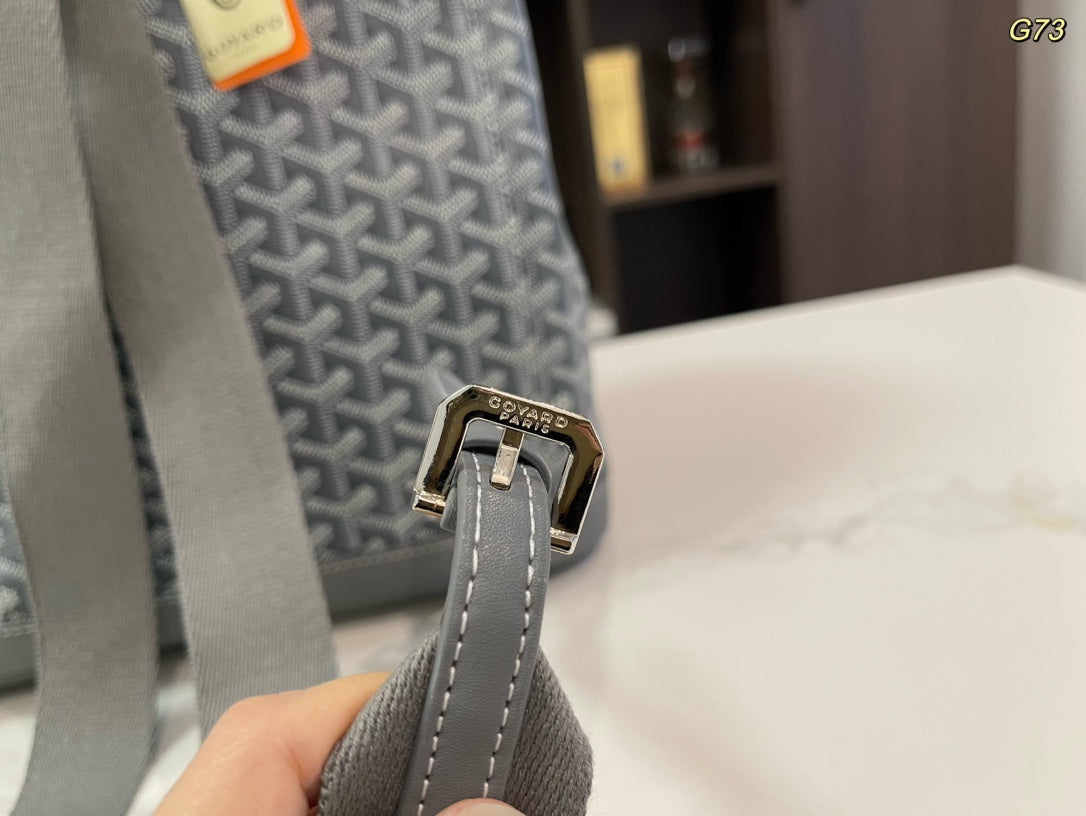 ALPIN BACKPACK 37 IN GREY LAMBSKIN AND GOYARDINE CANVAS