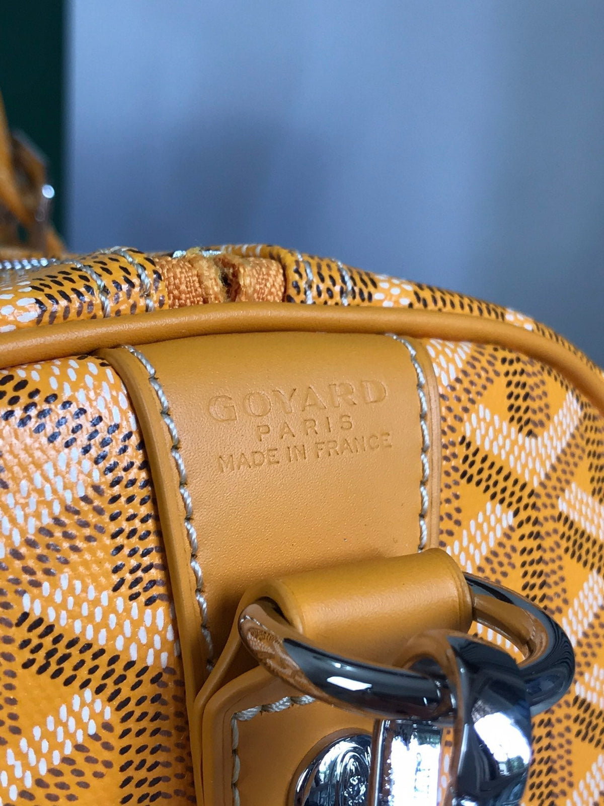 BOSTON 50 BAG IN YELLOW GOYARDINE CANVAS AND CALFSKIN TRIM