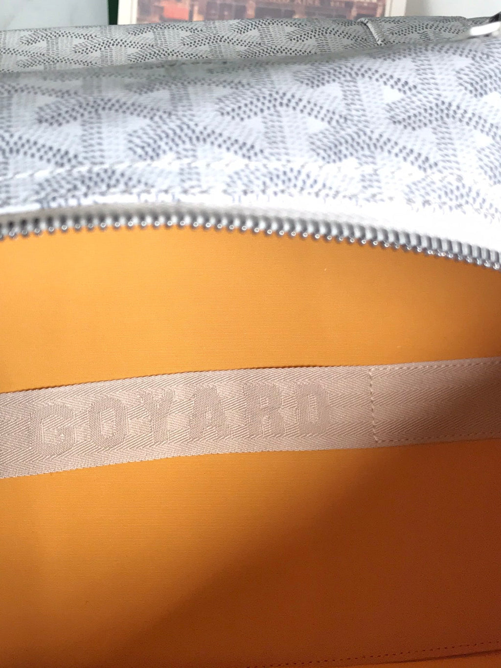 BOSTON 50 BAG IN WHITE GOYARDINE CANVAS AND CALFSKIN TRIM