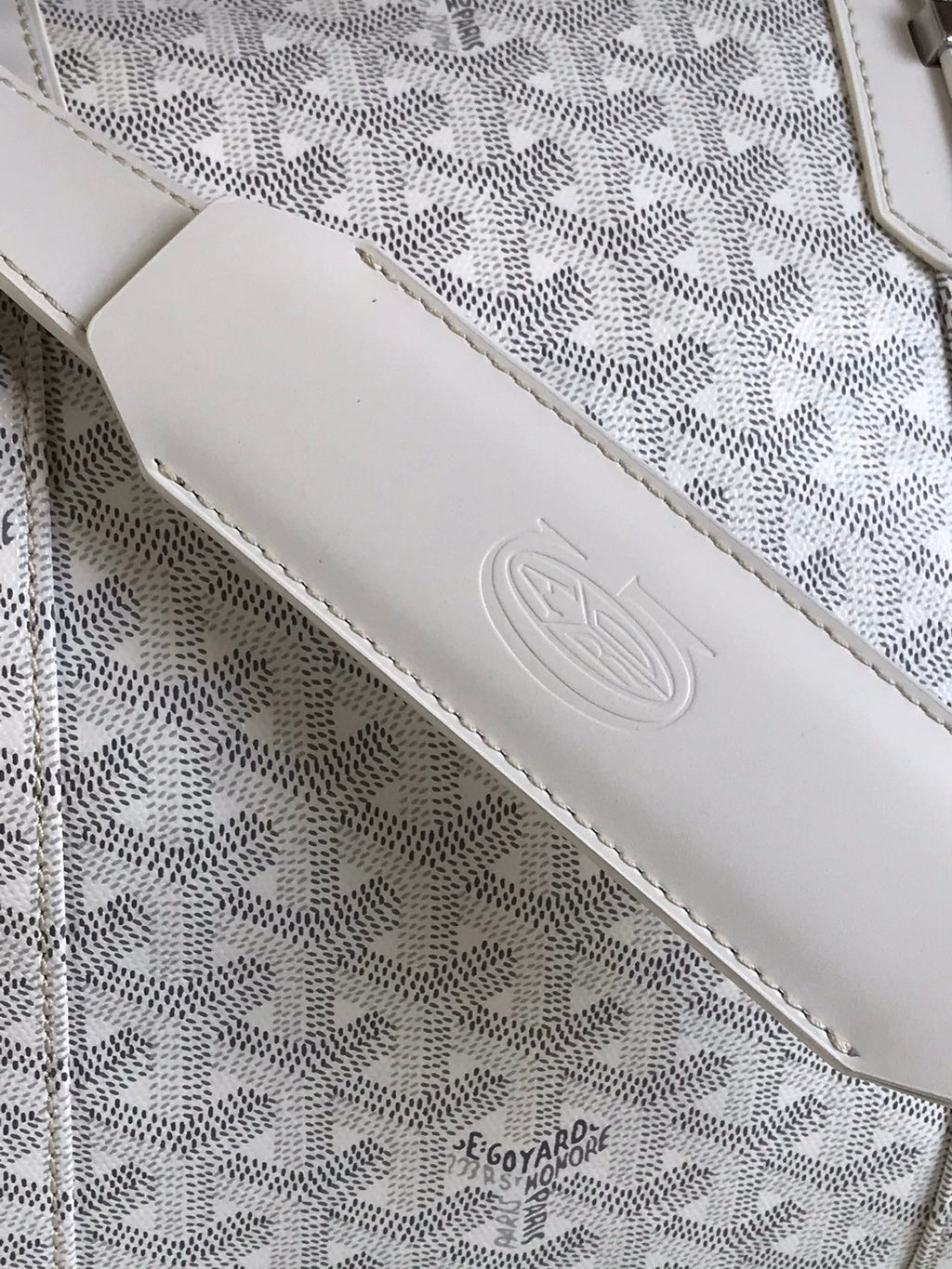 BOSTON 50 BAG IN WHITE GOYARDINE CANVAS AND CALFSKIN TRIM