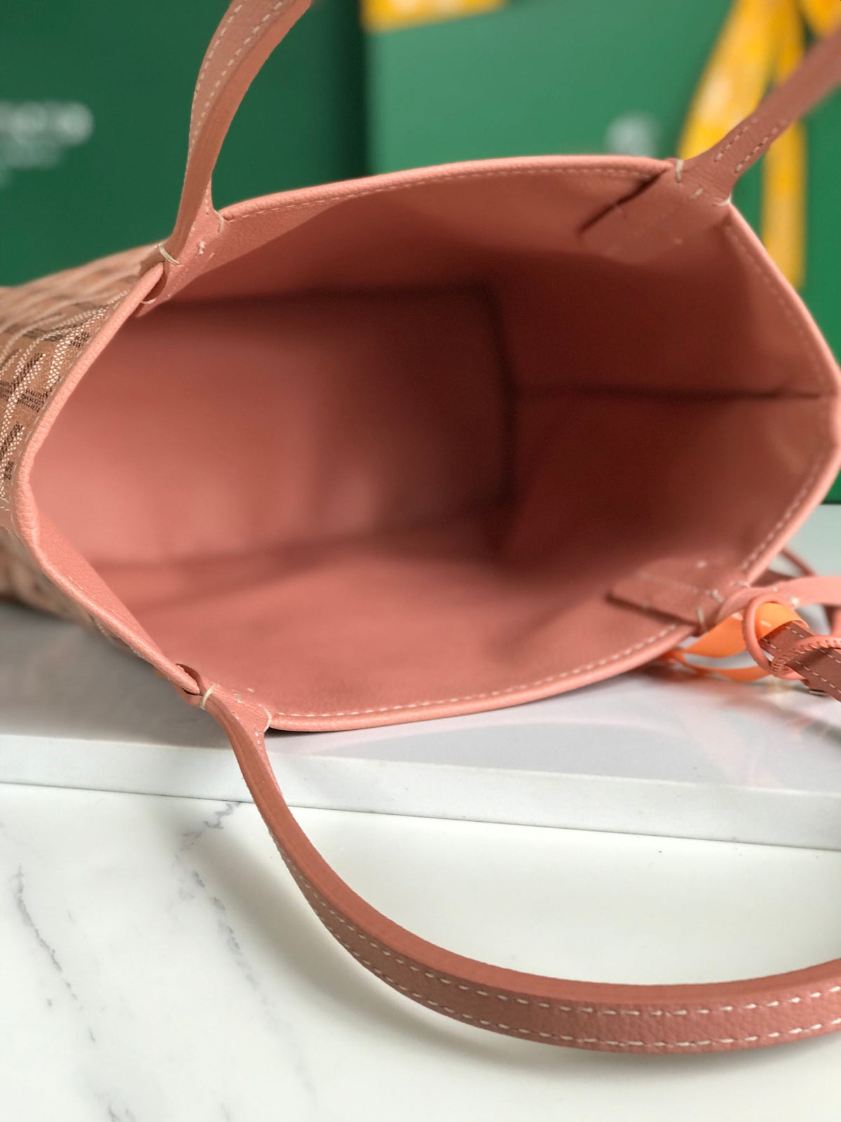 ANJOU MINI BAG 20 IN MANHATTAN PINK  CALFSKIN AND GOYARDINE CANVAS