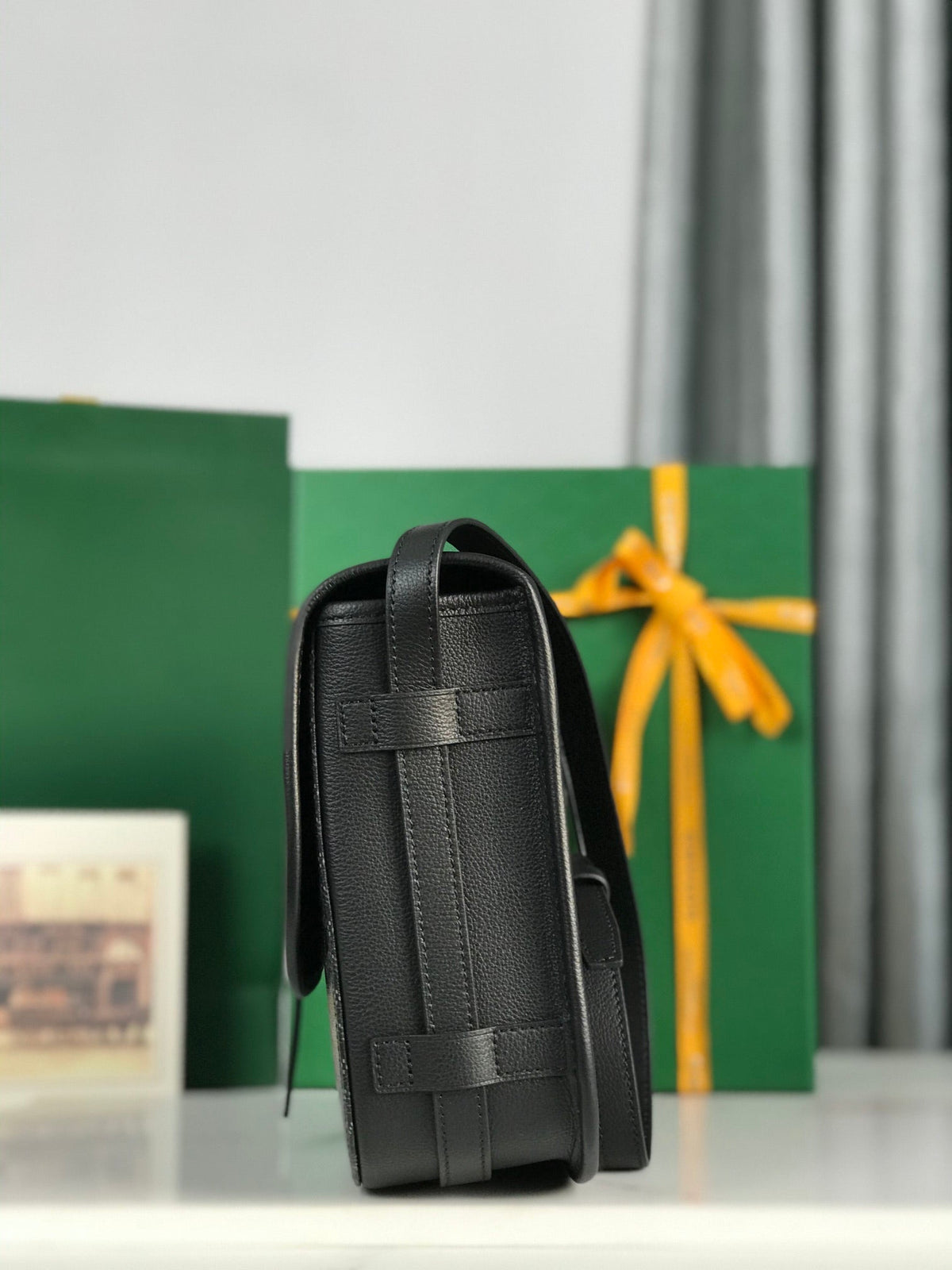 BELVEDERE MM BAG 28 IN BLACK GOYARDINE CANVAS AND CALFSKIN