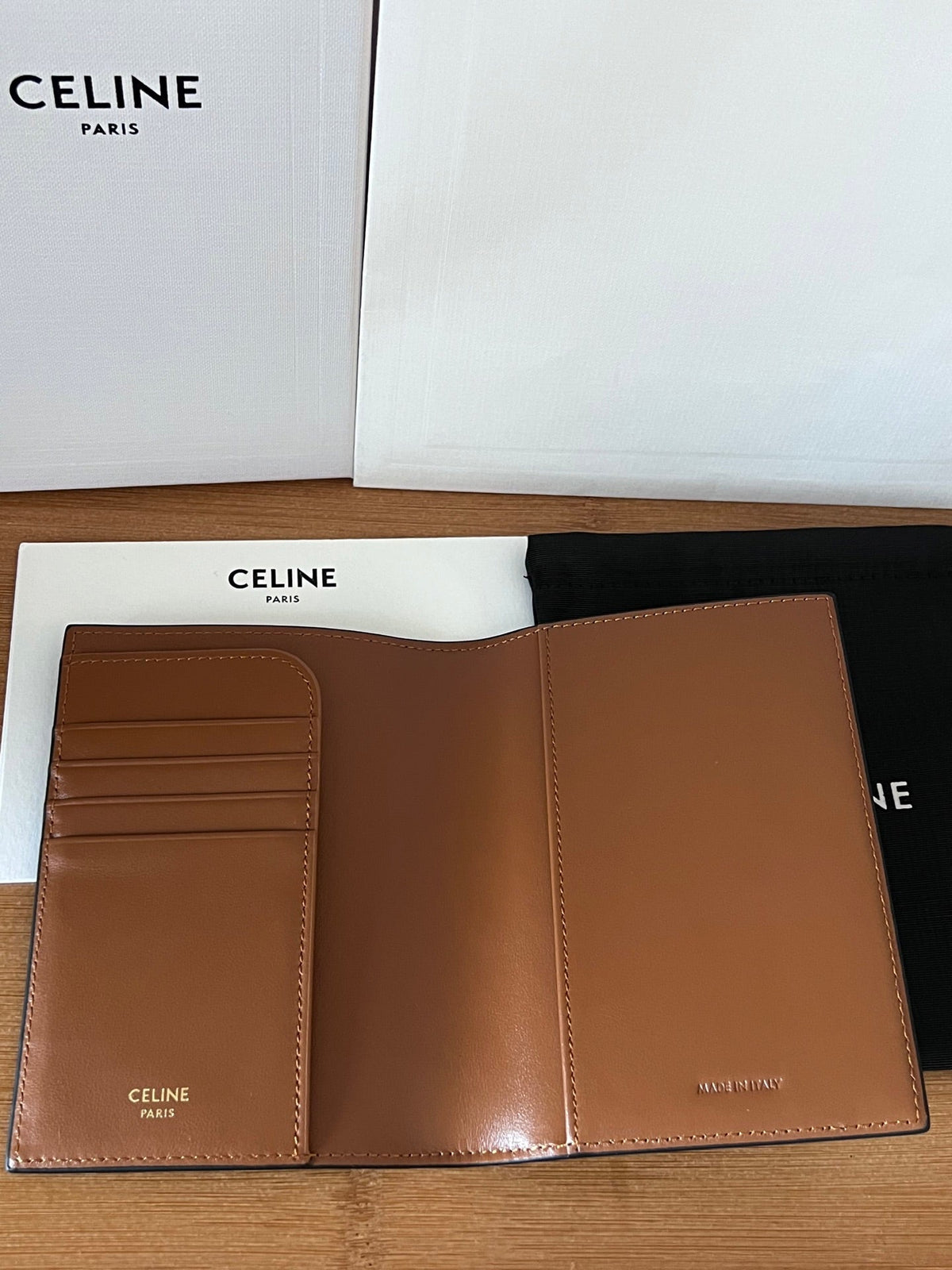 CELINE 25S PASSPORT HOLDER WITH LOGO PRINT 13 IN CALFSKIN