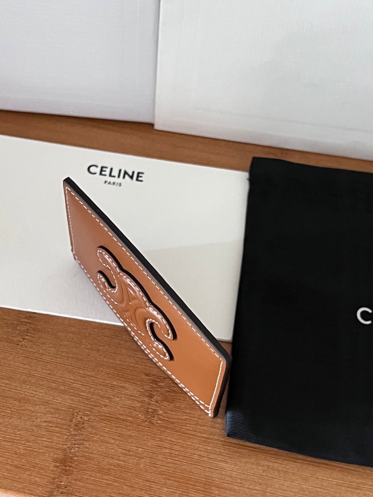 CELINE 25S CARD HOLDER CUIR TRIOMPHE 11 IN BROWN SHINY CALFSKIN