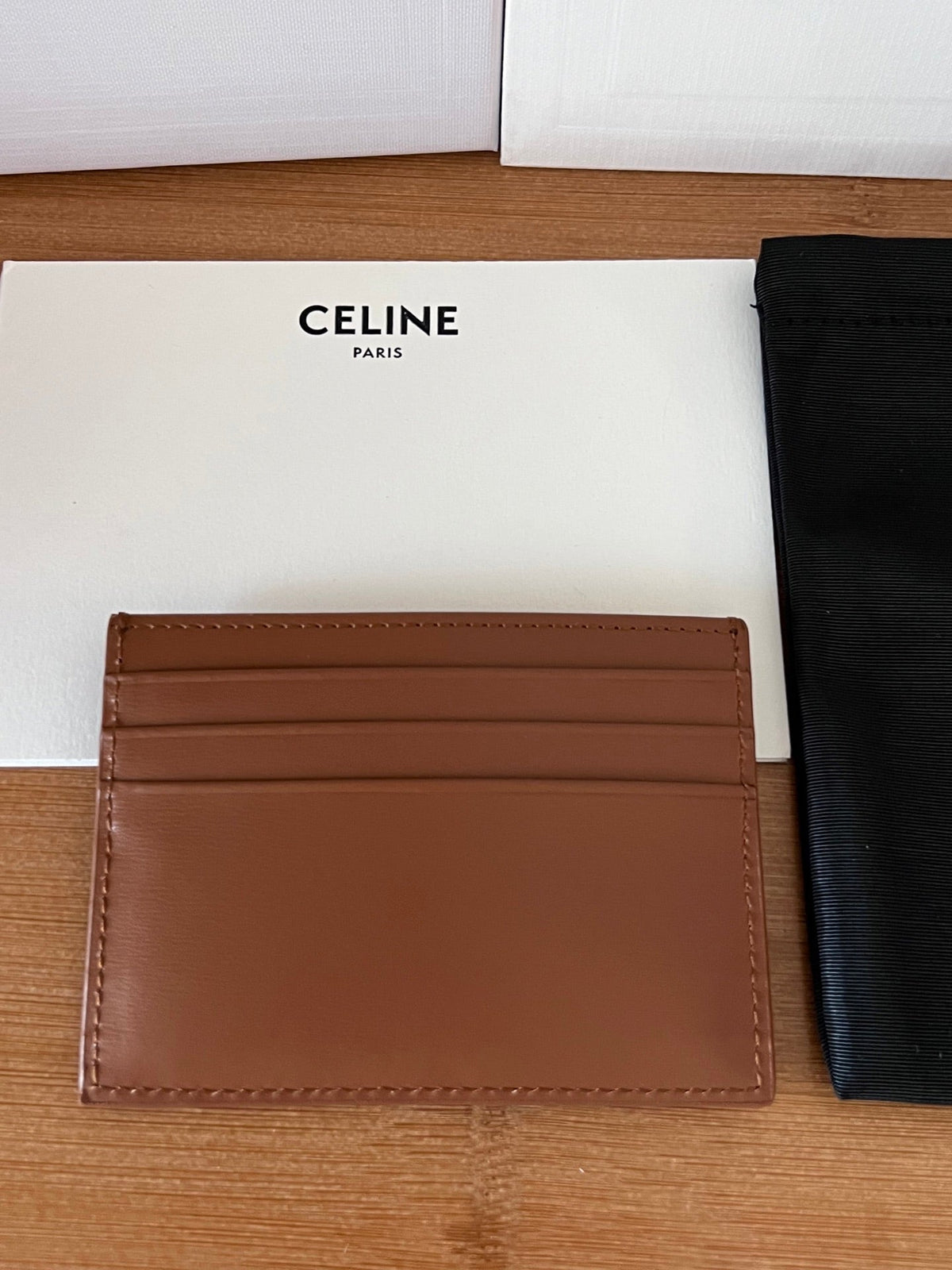 CELINE 25S CARD HOLDER WITH TRIOMPHE LOGO 11 IN DARK BROWN CALFSKIN