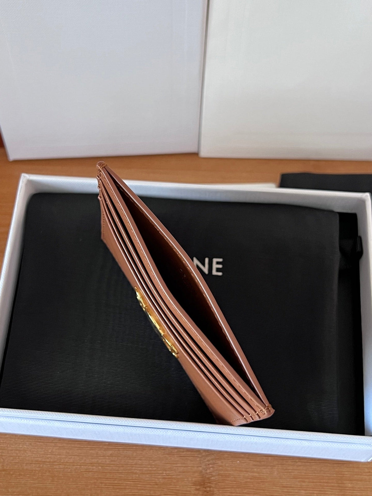 CELINE 25S CARD HOLDER WITH TRIOMPHE LOGO 11 IN DARK BROWN CALFSKIN