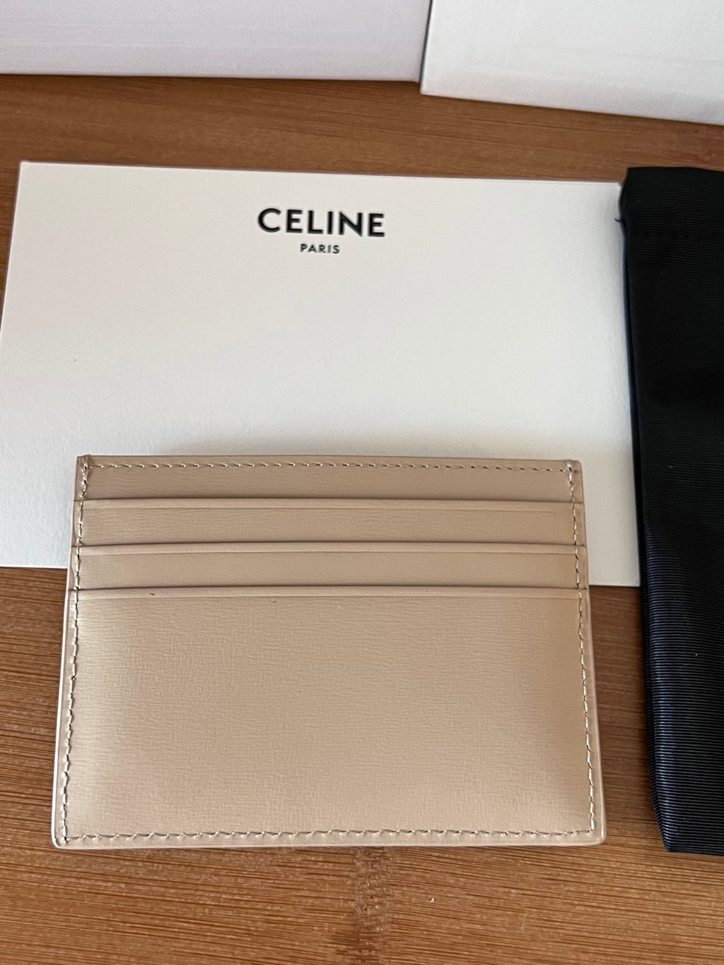 CELINE 25S CARD HOLDER WITH TRIOMPHE LOGO 11 IN NUDE CALFSKIN