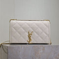 BECKY 22 IN WHITE QUILTED LAMBSKIN GOLD HARDWARE